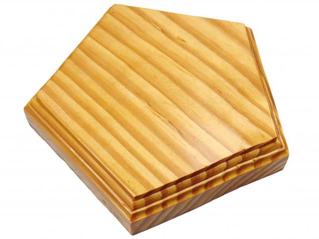 Pine wooden ceiling rose pattress Pentagon varnished 