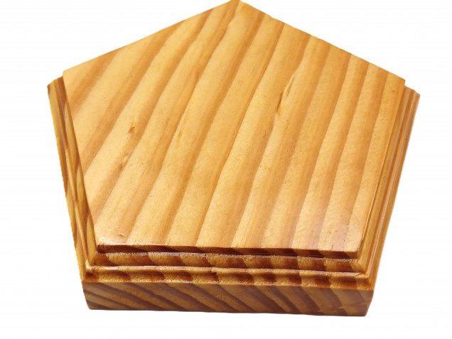 Pine wooden ceiling rose pattress Pentagon varnished 