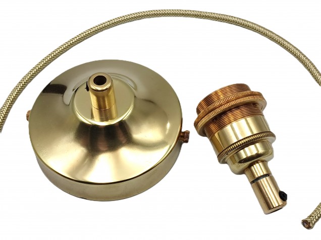 Brass Metal Ceiling Rose Light Pendant Set E27 Lamp Holder with 100mm Ceiling Rose