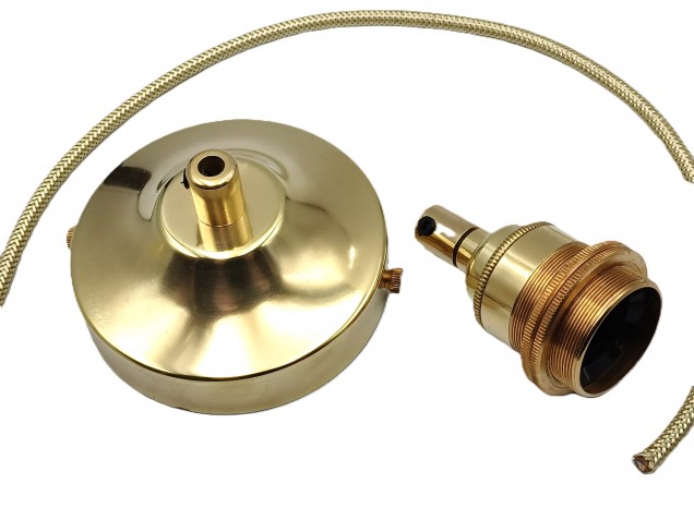 Brass Metal Ceiling Rose Light Pendant Set E27 Lamp Holder with 100mm Ceiling Rose