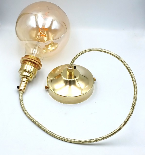 Brass Metal Ceiling Rose Light Pendant Set E27 Lamp Holder with 100mm Ceiling Rose