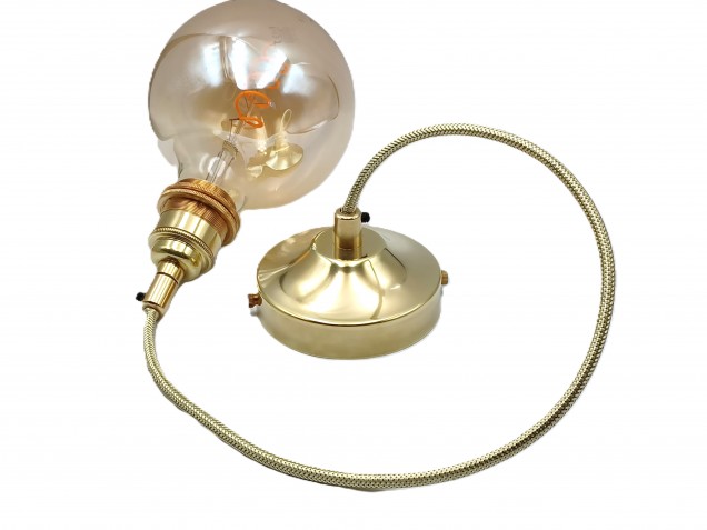 Brass Metal Ceiling Rose Light Pendant Set E27 Lamp Holder with 100mm Ceiling Rose