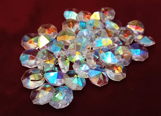 Chandelier Buttons Vintage AB Finish Single Pin Hole 14mm Pack of Twenty Five