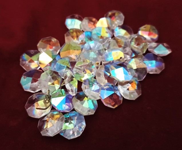 Chandelier Buttons Vintage AB Finish Single Pin Hole 14mm Pack of Twenty Five