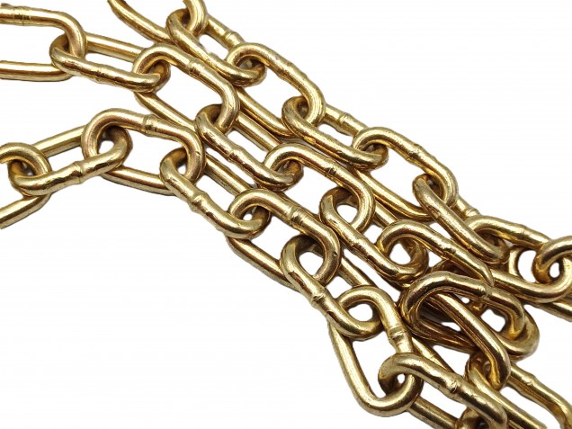 Various lengths off cuts of brass plated chandelier chain 120 kgs max load
