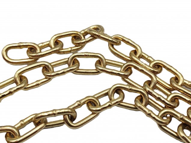 Various lengths off cuts of brass plated chandelier chain 120 kgs max load