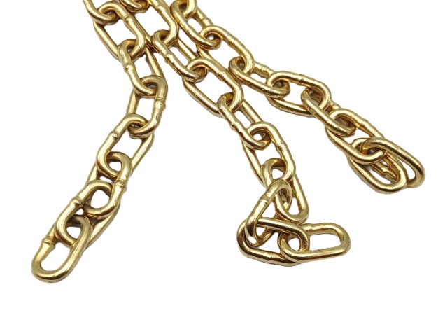 Various lengths off cuts of brass plated chandelier chain 120 kgs max load