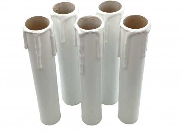 Chandelier Candle Tubes White Drip Card 150mm x 24mm 