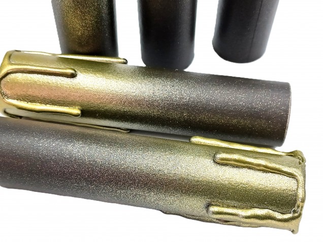 Chandelier Candle Tubes brown with gold drip Card 100mm x 24mm 5 pack 