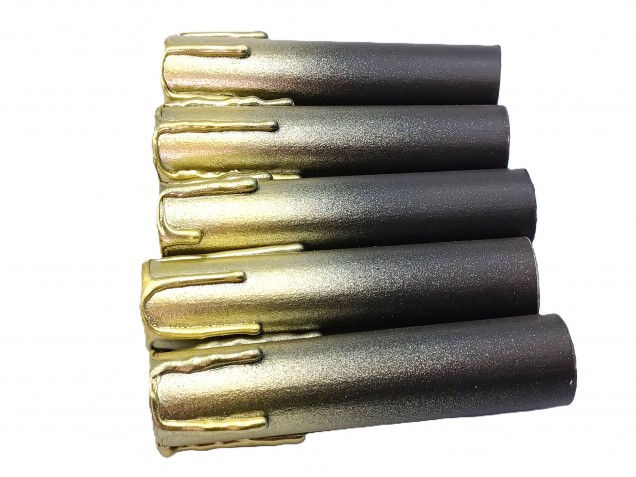 Chandelier Candle Tubes brown with gold drip Card 100mm x 24mm 5 pack 