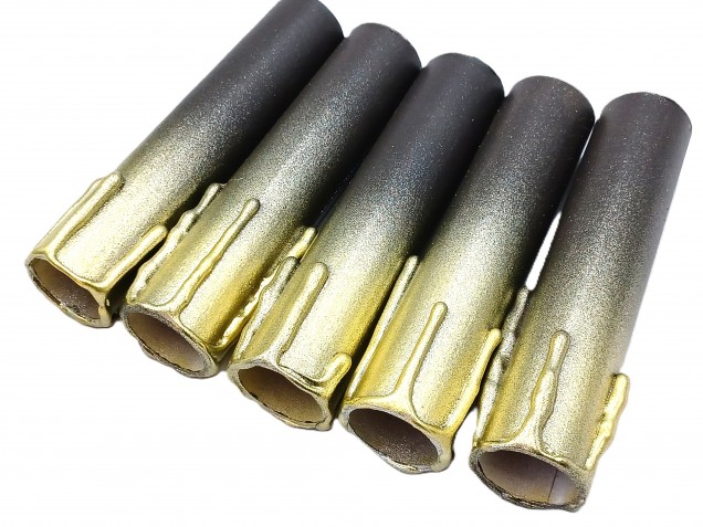 Chandelier Candle Tubes brown with gold drip Card 100mm x 24mm 5 pack 