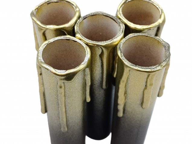 Chandelier Candle Tubes brown with gold drip Card 100mm x 24mm 5 pack 