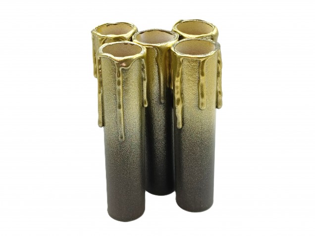 Chandelier Candle Tubes brown with gold drip Card 100mm x 24mm 5 pack 