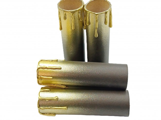 Chandelier Candle Tubes brown with gold drip Card 120mm x 32mm 5 pack 