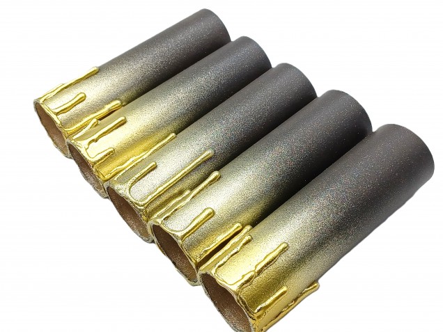 Chandelier Candle Tubes brown with gold drip Card 120mm x 32mm 5 pack 