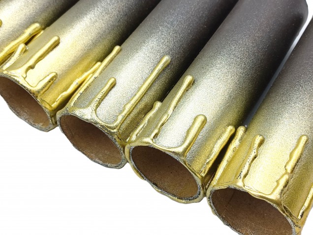 Chandelier Candle Tubes brown with gold drip Card 120mm x 32mm 5 pack 