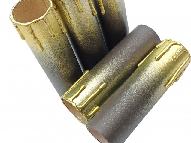 Chandelier Candle Tubes brown with gold drip Card 120mm x 32mm 5 pack 