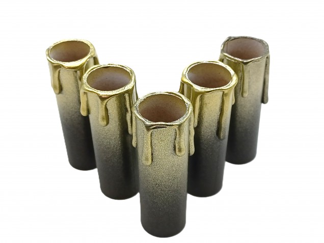 Chandelier Candle Tubes brown with gold drip Card 85mm x 24mm 5 pack  