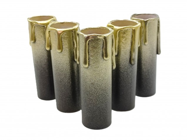 Chandelier Candle Tubes brown with gold drip Card 85mm x 24mm 5 pack  