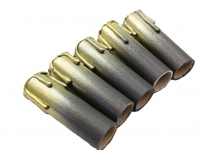 Chandelier Candle Tubes brown with gold drip Card 85mm x 24mm 5 pack  