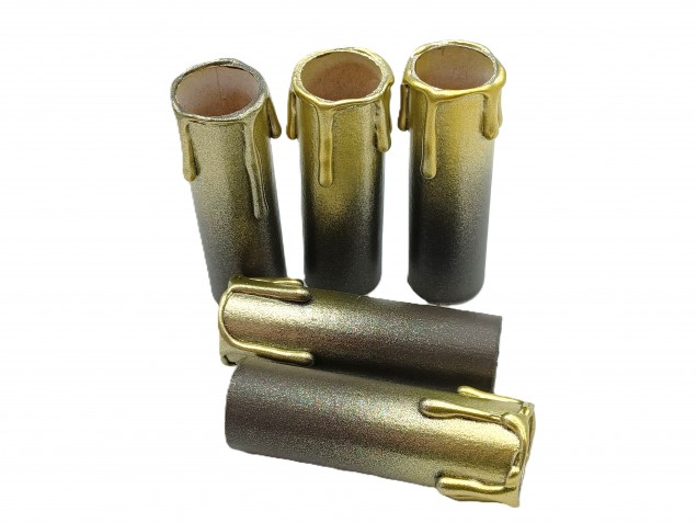 Chandelier Candle Tubes brown with gold drip Card 85mm x 24mm 5 pack  