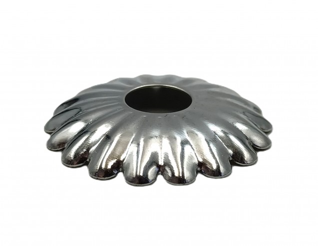 Decorative Rosette flower cap in chrome 35mm Diameter x 10mm Hole 