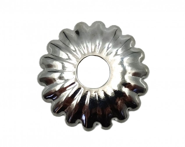 Decorative Rosette flower cap in chrome 35mm Diameter x 10mm Hole 