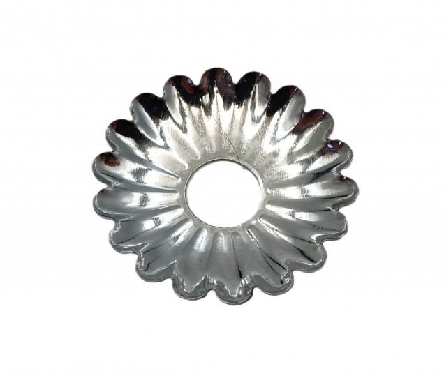 Decorative Rosette flower cap in chrome 35mm Diameter x 10mm Hole 