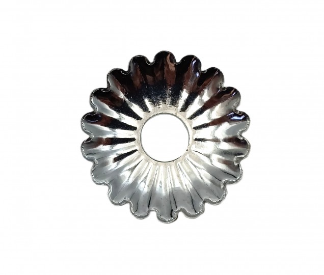 Decorative Rosette flower cap in chrome 35mm Diameter x 10mm Hole 