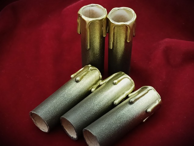 Chandelier Candle Tubes brown with gold drip Card 85mm x 24mm 5 pack  