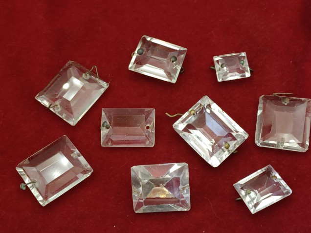 Chandelier crystal rectangular buttons 18th and 19th century