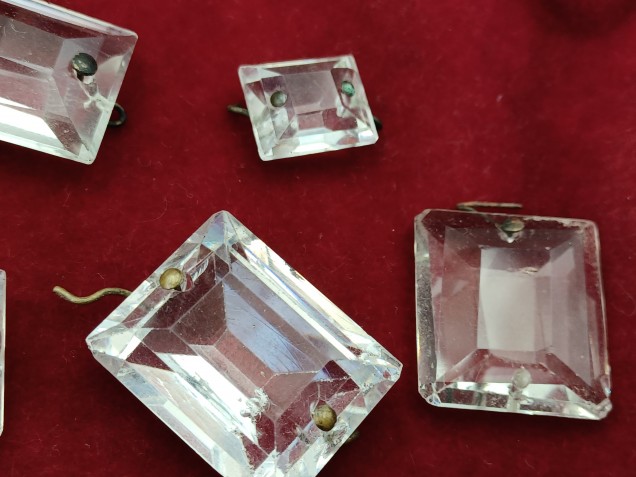 Chandelier crystal rectangular buttons 18th and 19th century