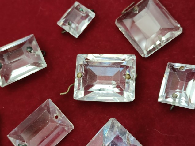 Chandelier crystal rectangular buttons 18th and 19th century
