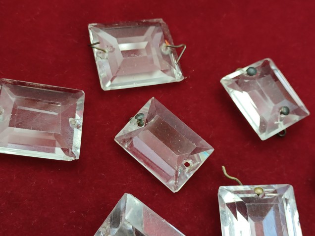 Chandelier crystal rectangular buttons 18th and 19th century