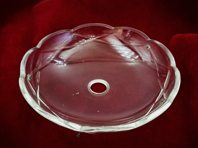  Cut Glass Chandelier Canopy 5 pin holes 1960s