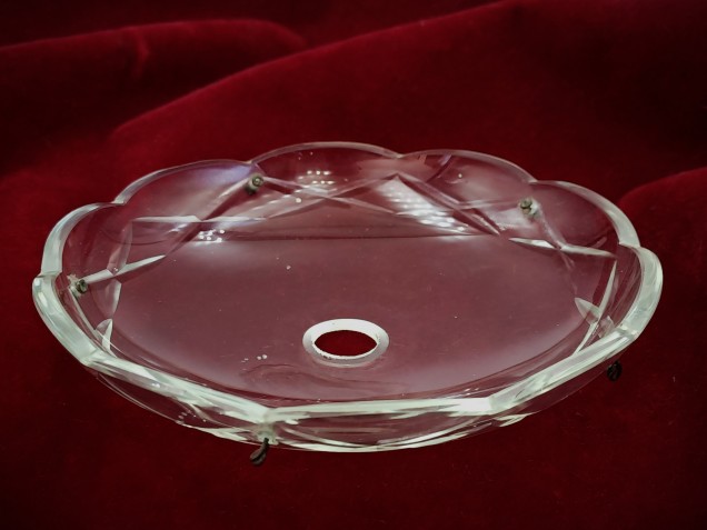  Cut Glass Chandelier Canopy 5 pin holes 1960s