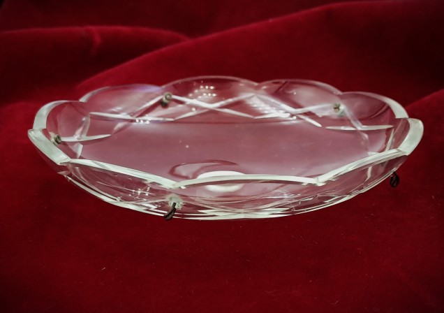  Cut Glass Chandelier Canopy 5 pin holes 1960s