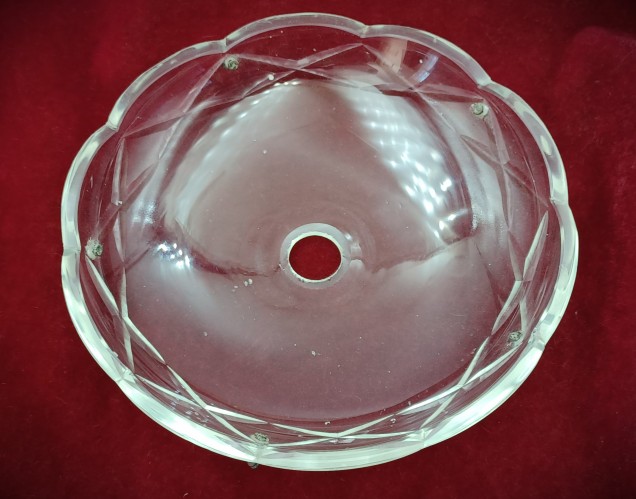  Cut Glass Chandelier Canopy 5 pin holes 1960s