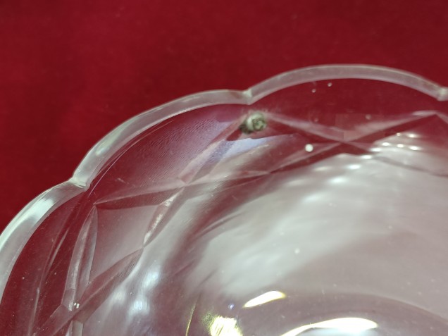  Cut Glass Chandelier Canopy 5 pin holes 1960s