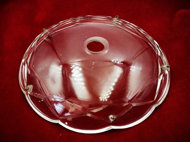  Cut Glass Chandelier Canopy 5 pin holes 1960s