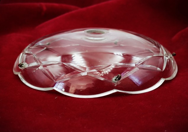  Cut Glass Chandelier Canopy 5 pin holes 1960s