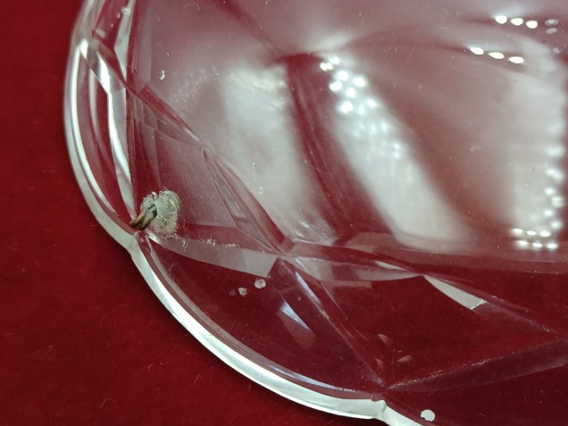  Cut Glass Chandelier Canopy 5 pin holes 1960s