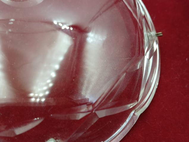  Cut Glass Chandelier Canopy 5 pin holes 1960s