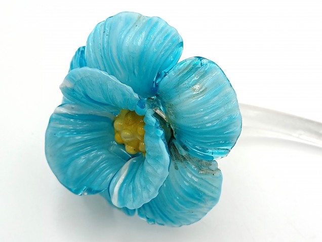 Venetian Chandelier Flower Yellow and Blue Clear Stem 