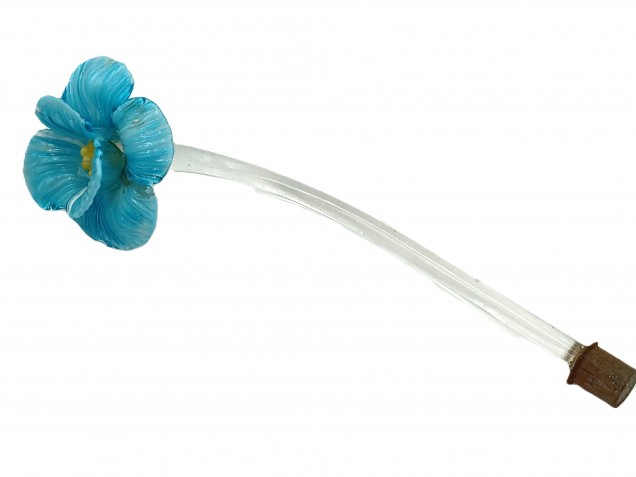 Venetian Chandelier Flower Yellow and Blue Clear Stem 