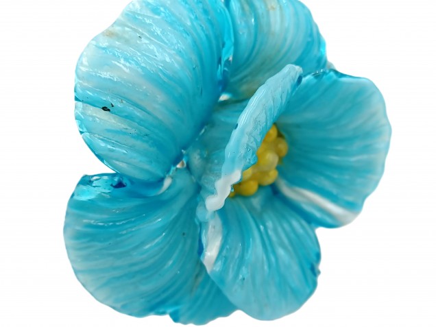 Venetian Chandelier Flower Yellow and Blue Clear Stem 