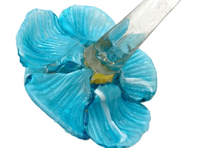 Venetian Chandelier Flower Yellow and Blue Clear Stem 