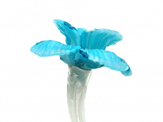 Venetian Chandelier Flower Yellow and Blue Clear Stem 