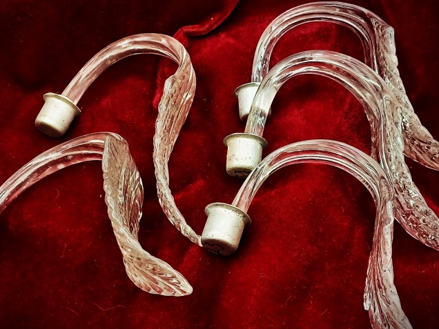 5 Vintage clear Murano Chandelier Leaves Original 