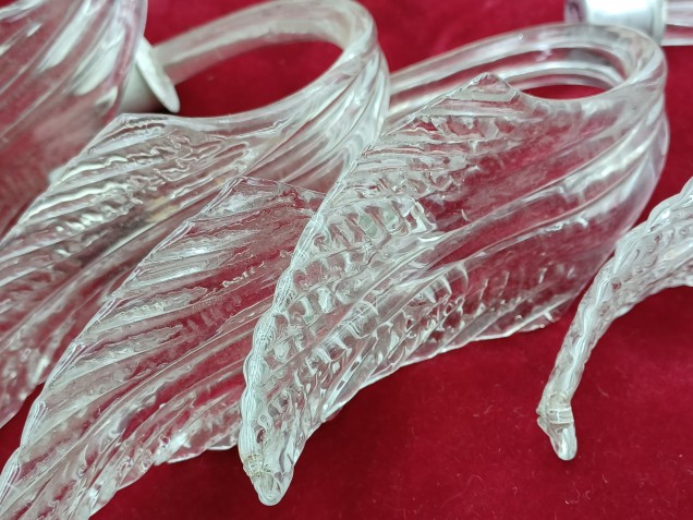 5 Vintage clear Murano Chandelier Leaves Original 